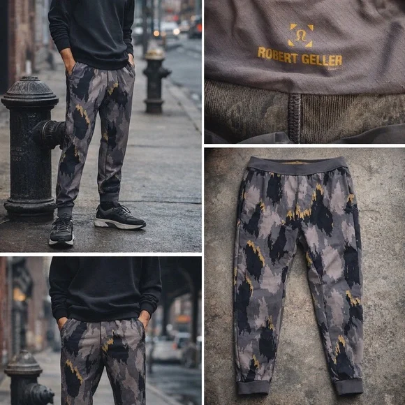 Lululemon Robert Geller Jogger Pants Mens M Gray Camo Techwear Commute - Picture 8 of 8